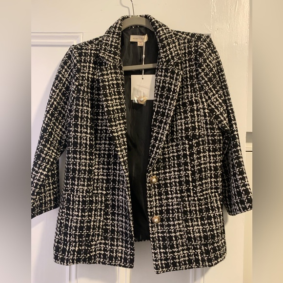 Black and White Tweed Blazer - Picture 4 of 5
